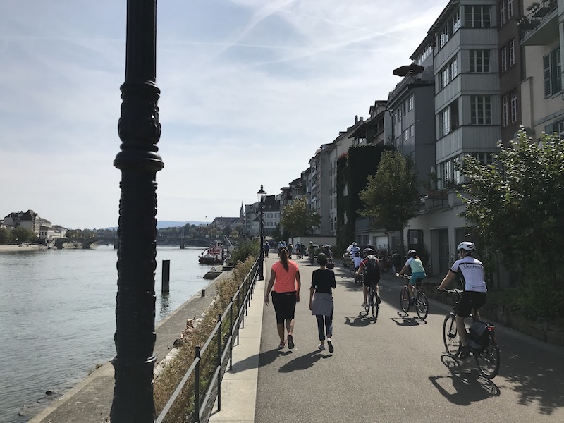 Boulevard at the river 'Rhein' in Basel