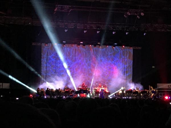 Evanescence on stage with orchstra